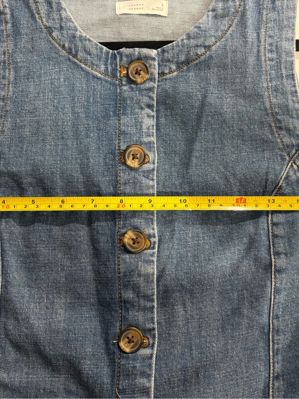 LC Lauren Conrad Light Blue Denim Button-Front Vest - Picture 4 of 6